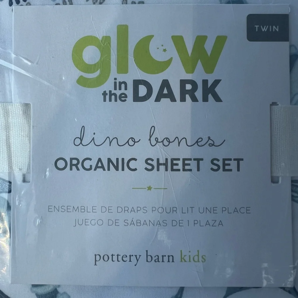 Pottery Barn Kids Blue Dino Bones Organic Sheet Set - Picture 4 of 7